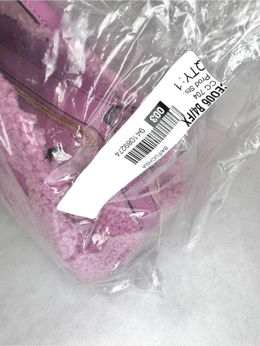 Coach x Brain Dead Pink Teddy Bear Shearling Tote Bag CEO06 Fuchsia NWT Rare - Picture 11 of 12